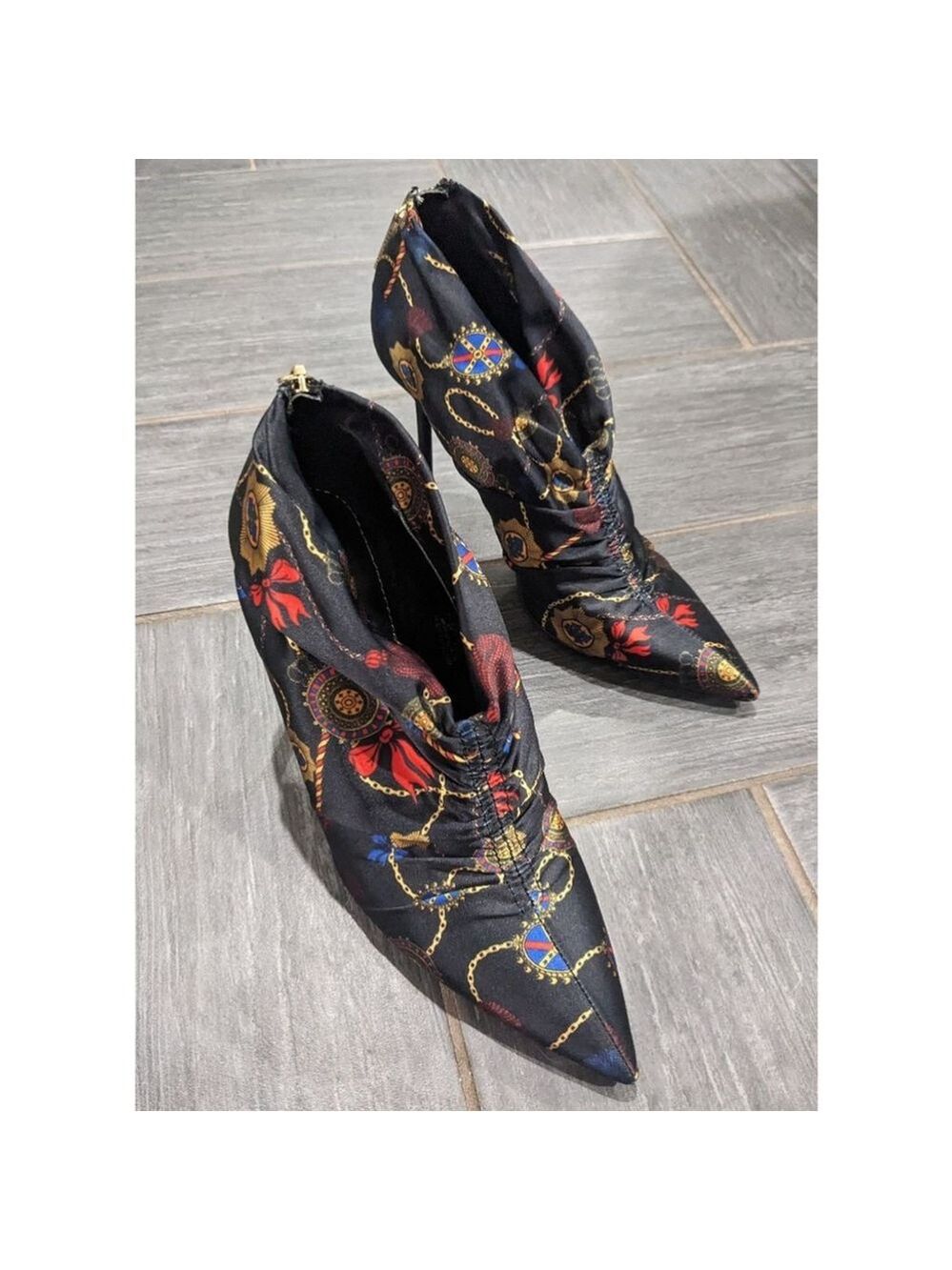 Zara | chain print ankle booties